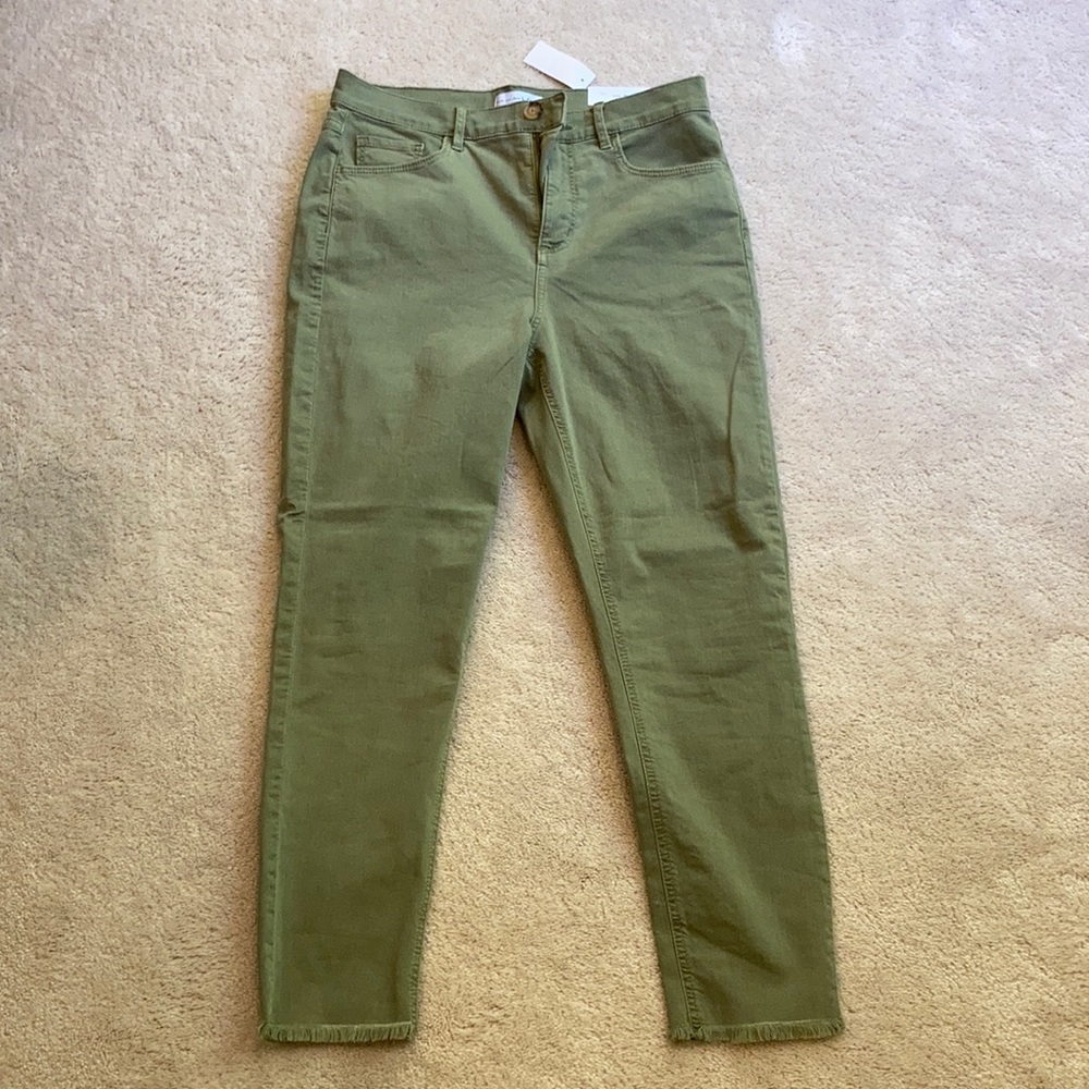Loft Frayed High Rise Skinny Crop Jeans